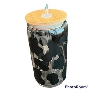 12oz Libby glass jar drinking glass‎ with straw